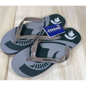 Michigan State Spartans NCAA Team Name Logo‎ Flip Flops New Mens Large Size 9-10